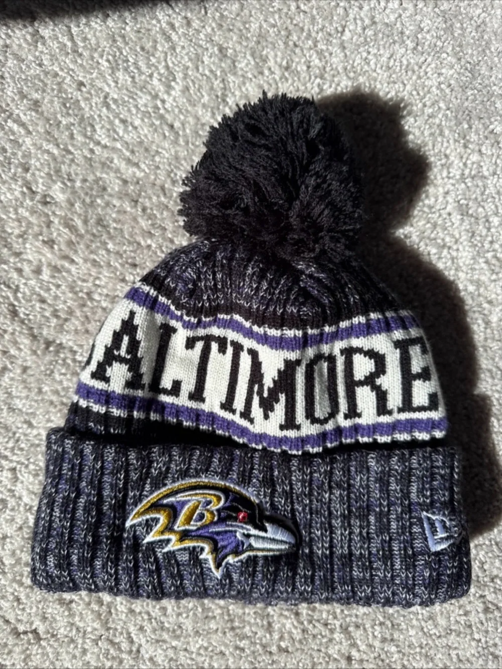 NWOT New Era Baltimore Ravens Knit Hat Pom 2018 Season Field‎ Issued